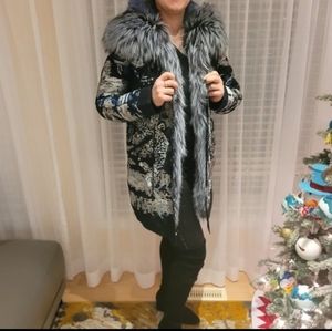 NWT Parka EU Size 44 Real Fox Fur